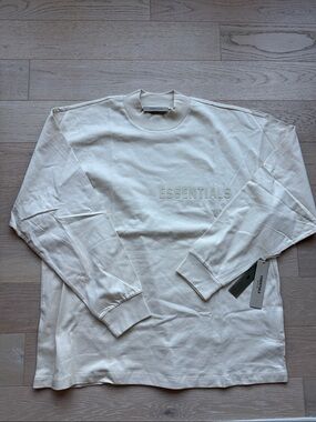 ESSENTIALS Men’s Long-Sleeve Crewneck Shirt - Cream